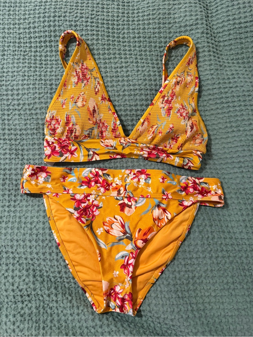 Yellow Floral Two-Piece Bikini Set